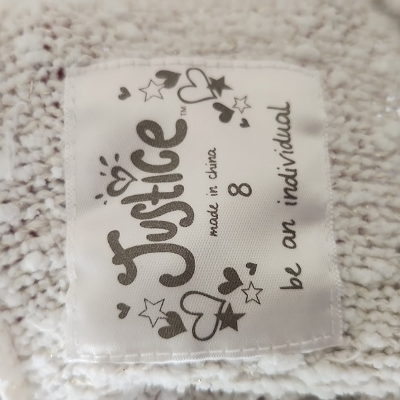 Justice Cream Knit Sweater With Lace Details Size 8 - Picture 7 of 7